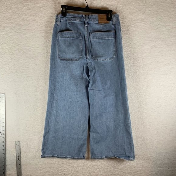 J.CREW Point Sur Jeans Women's 29 Blue Denim Stretch Button Fly Wide Leg 8619 - Picture 2 of 10